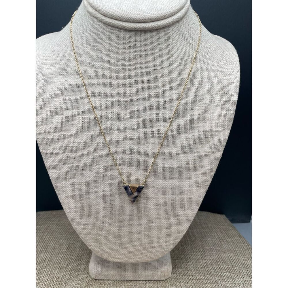 Jane Marie Designer Triangle Shape Multi Color Necklace Gold Tone Chain